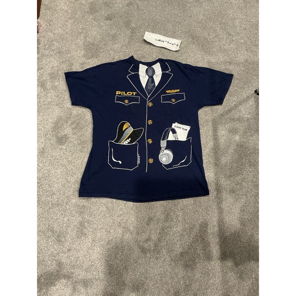 Vintage Pilot Airline Captain 1981 Tuxedo Flight single stitch t-shirt size XL